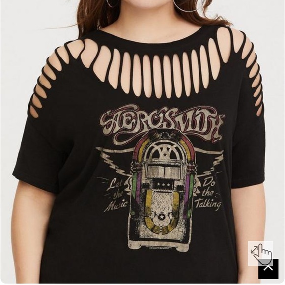 Torrid Aerosmith Black Slashed Classic Tee - Picture 1 of 8